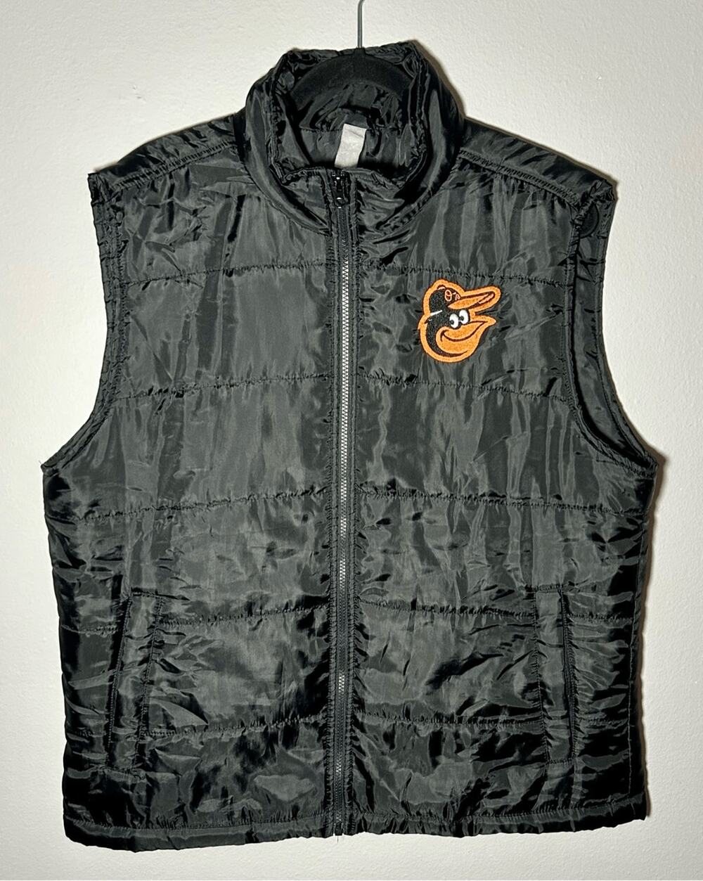 Baltimore Orioles MLB Black Puffer Vest Packable w/ bag Sz M
